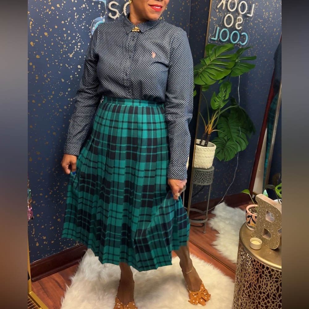 vintage ALEXON plaid midi skirt size medium